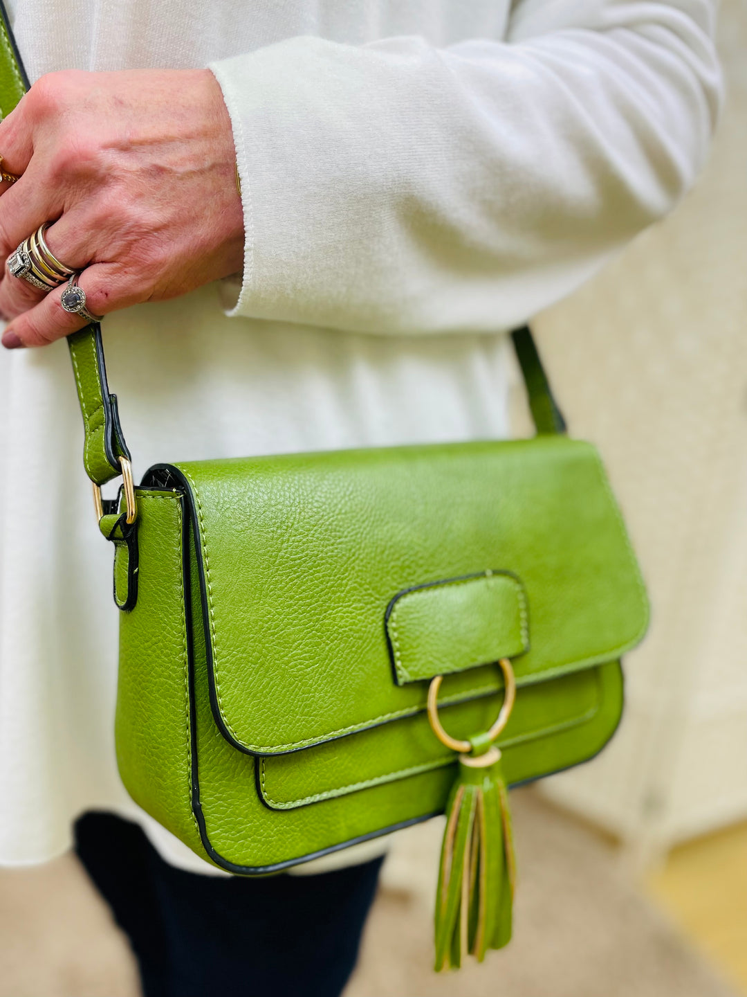 Crossbody Handbag-Lime Green