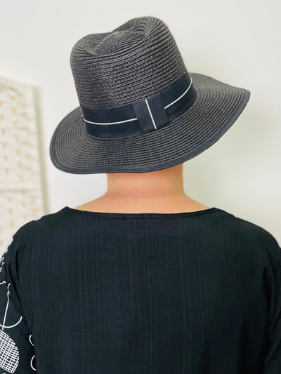 Panama Sun Hat-Black & White
