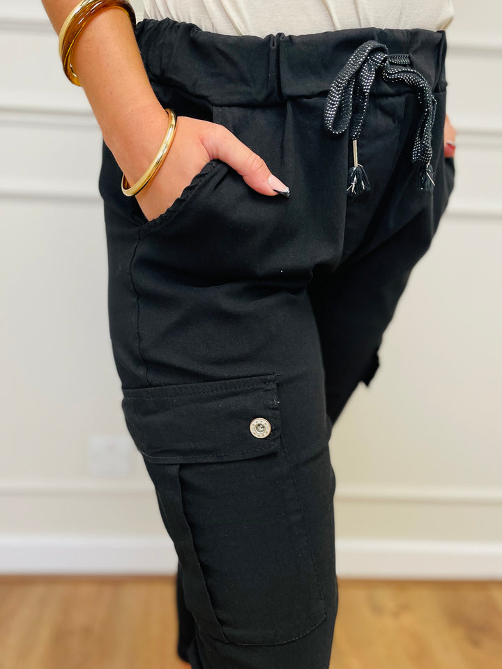 "CARMELA" Cargo MAGIC Trouser-Black
