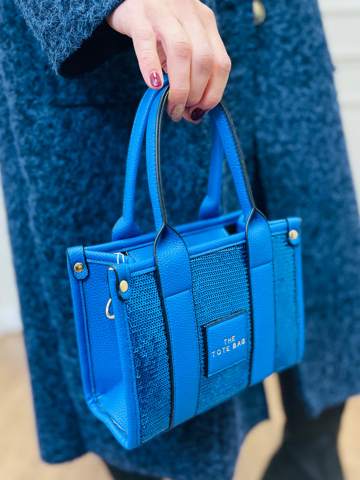 No.79 Mini Sequin Tote Bag-Blue
