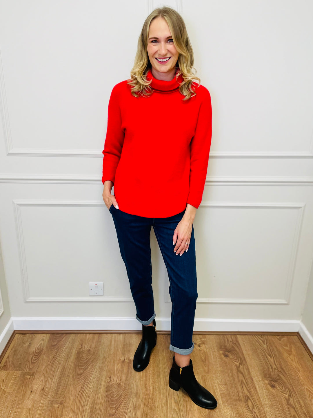 "MANDY" Roll Neck Jumper-Red