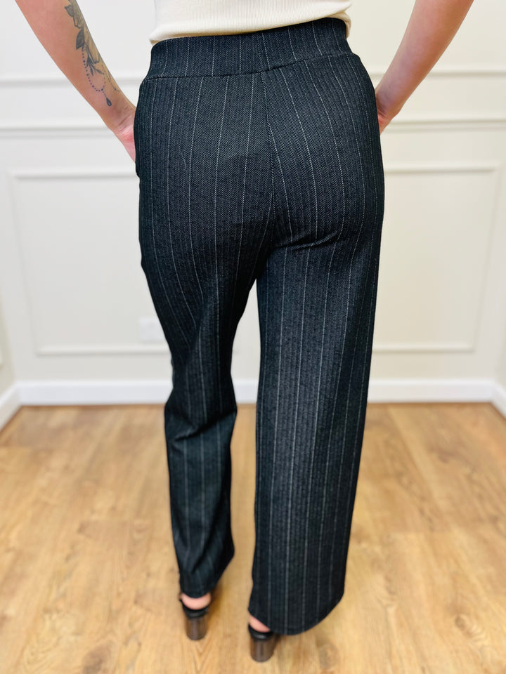 "MICHELLE" Pinstripe Bootcut Trouser-Black
