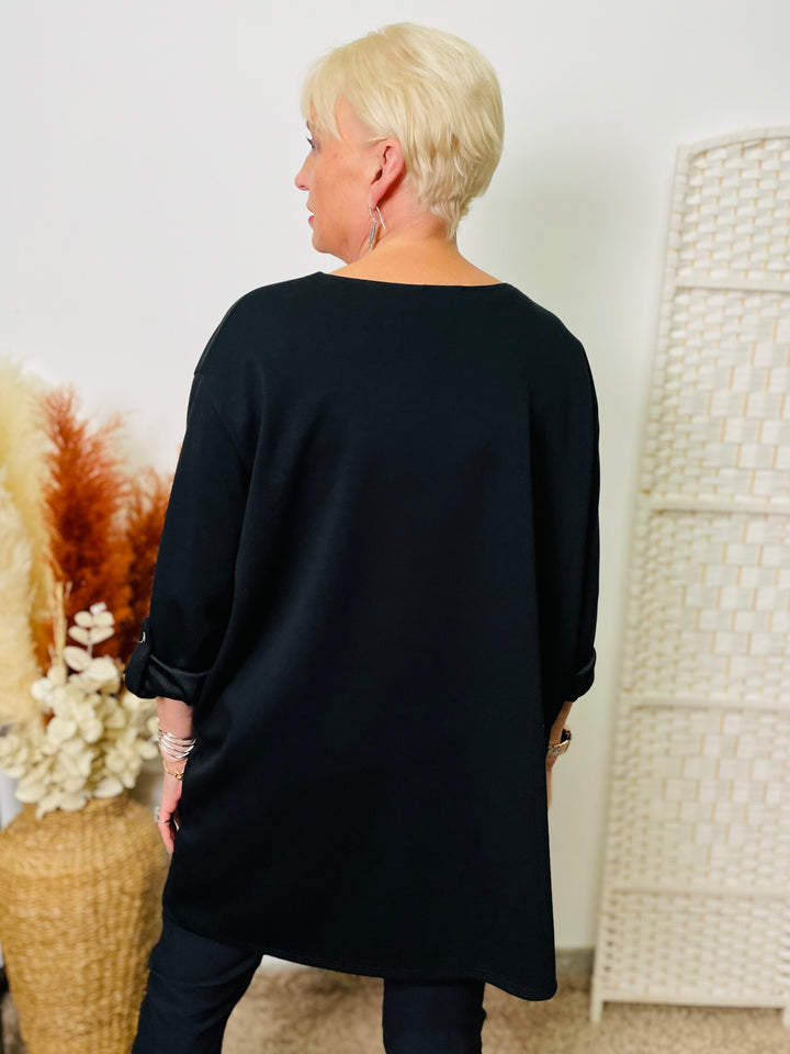 "NANCY" Long Sleeve Tunic-Black