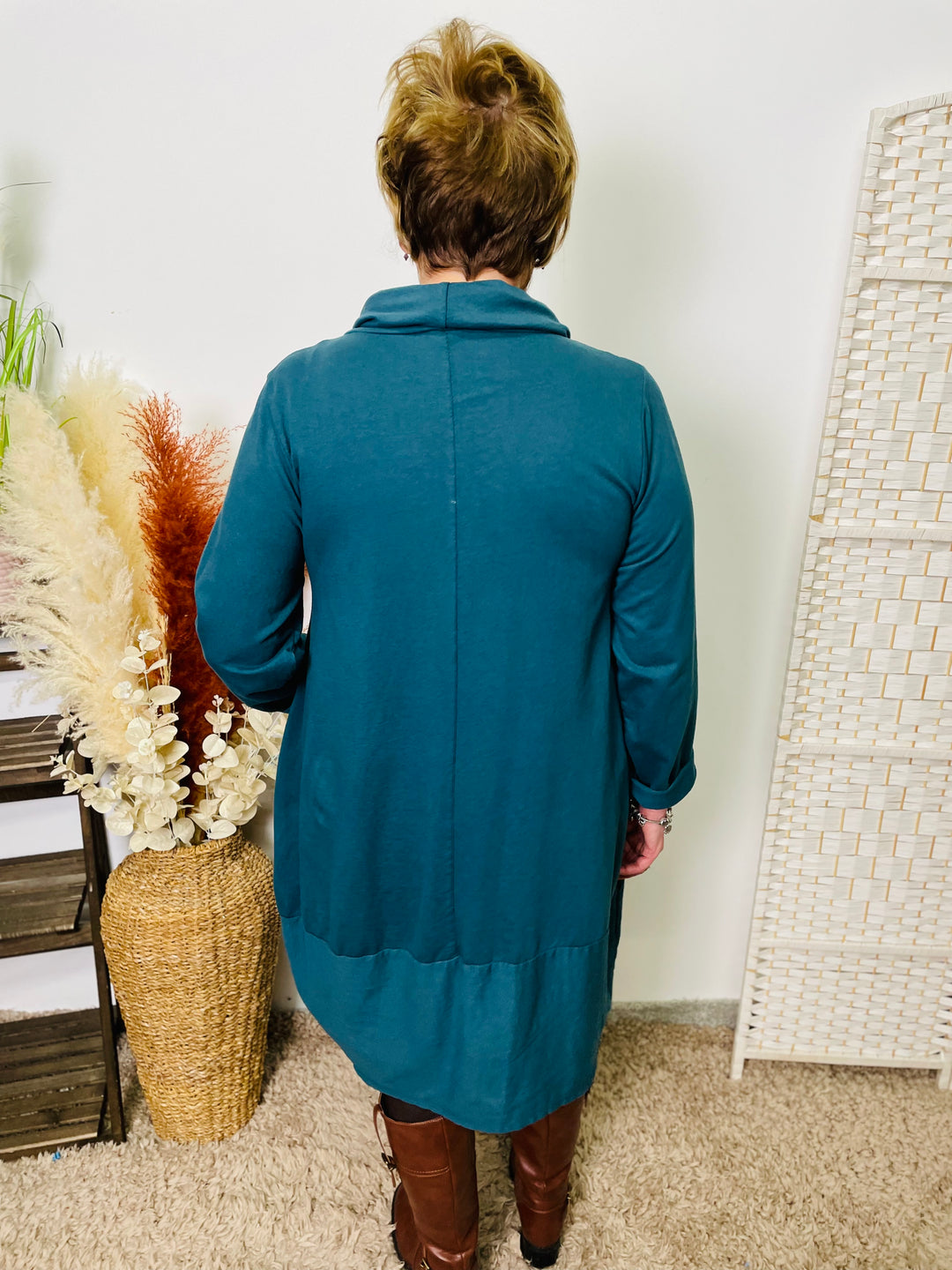 "HELEN" Cowl Neck Tunic/Dress-Teal