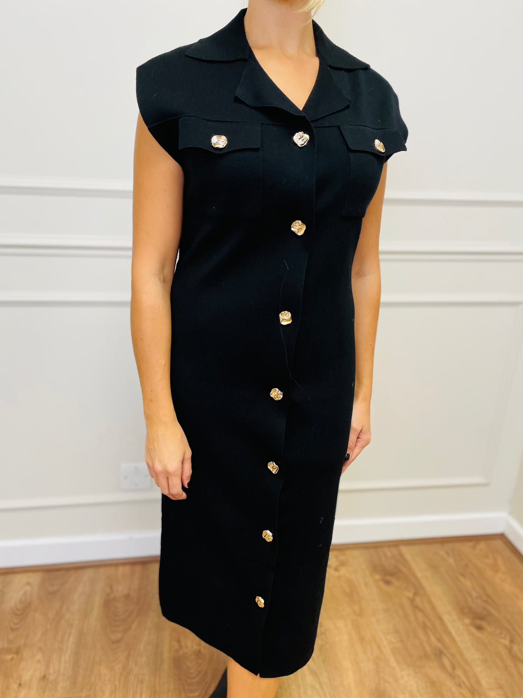 "CRYSTAL" Sleeveless Dress-Black