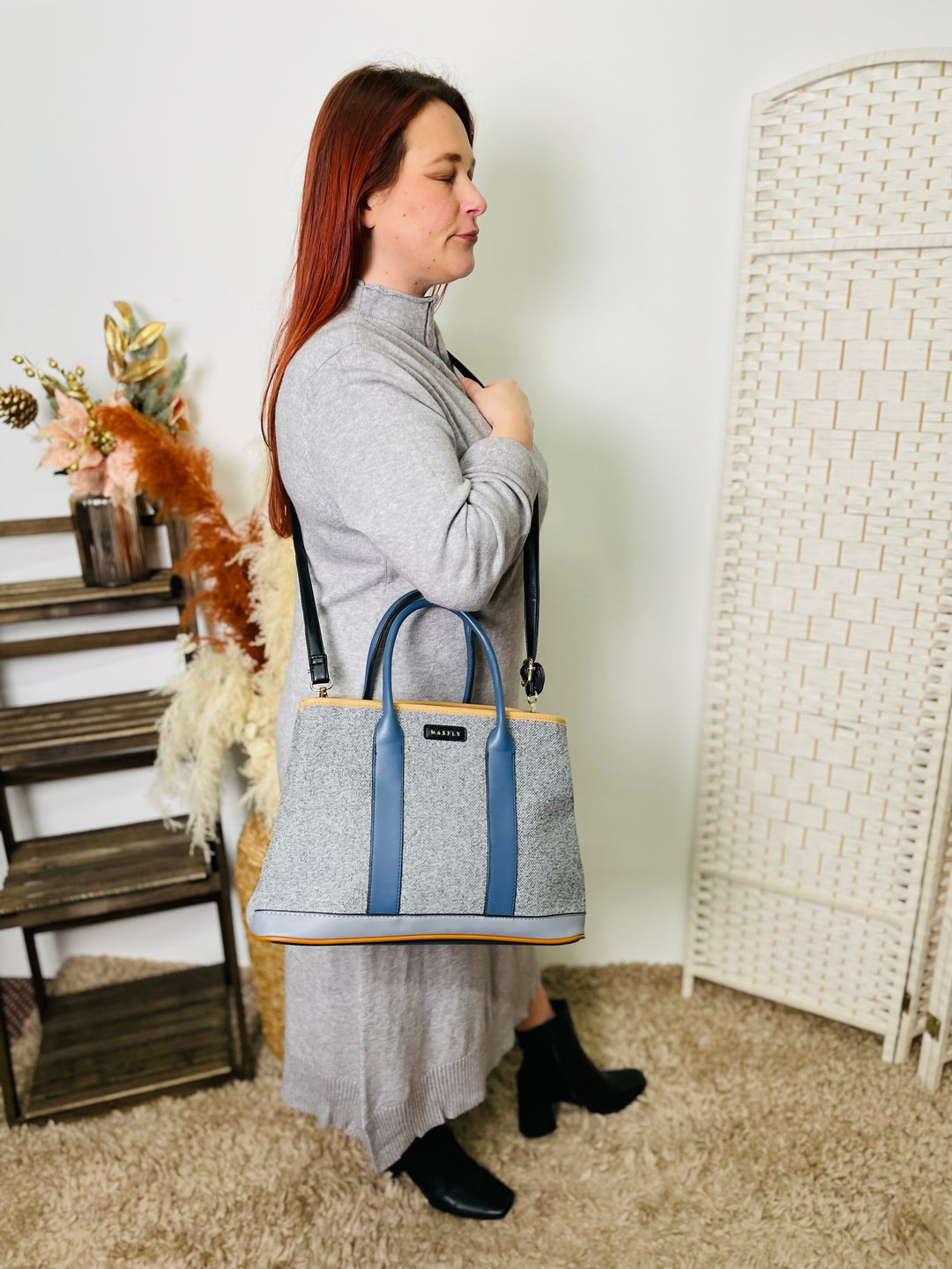 No.50 Two Tone Handbag-Silver & Blue