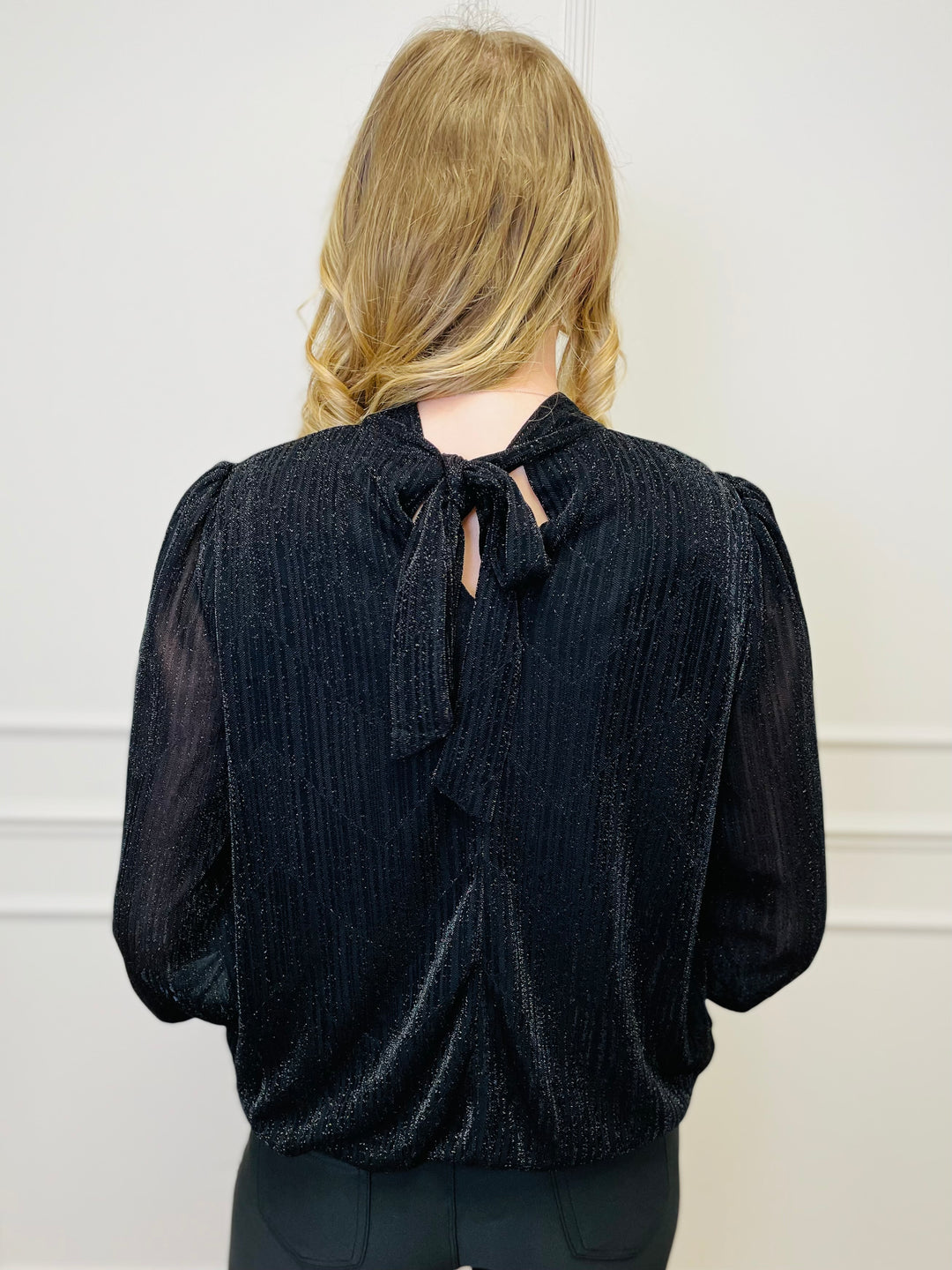 "PAULINA" Sparkle Blouse-Black