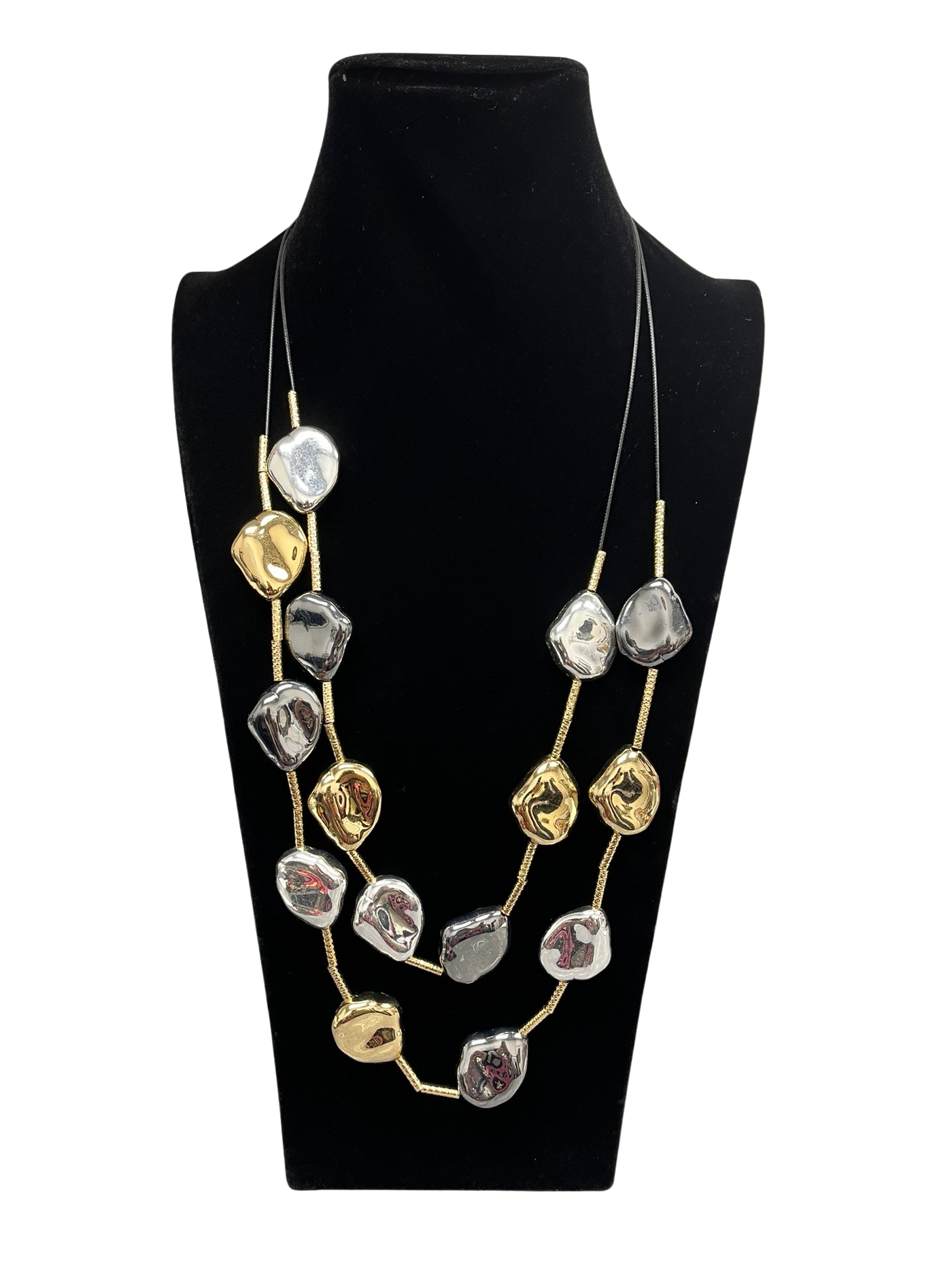 Silver & Gold Long Statement Necklace