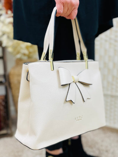 "LUCY" Bow Handbag-Cream