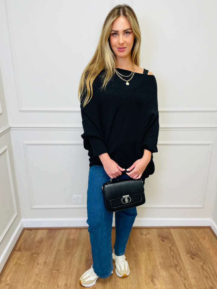 "BELLA" Asymmetric Jumper-Black