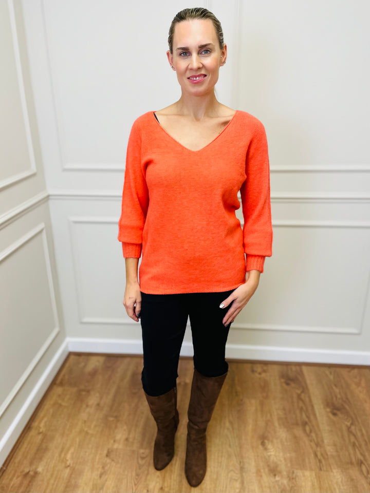 "SOPHIA" Fine Knit Jumper-Coral