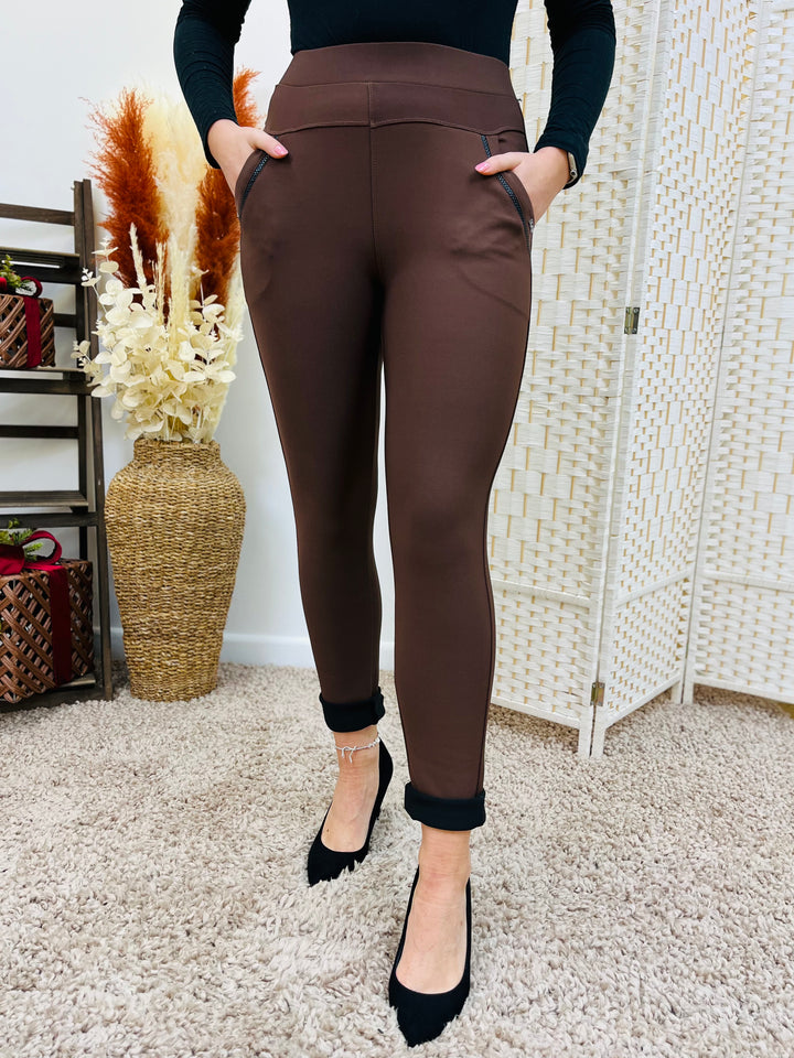 "PARIS" Super Soft Leggings-Chocolate Brown