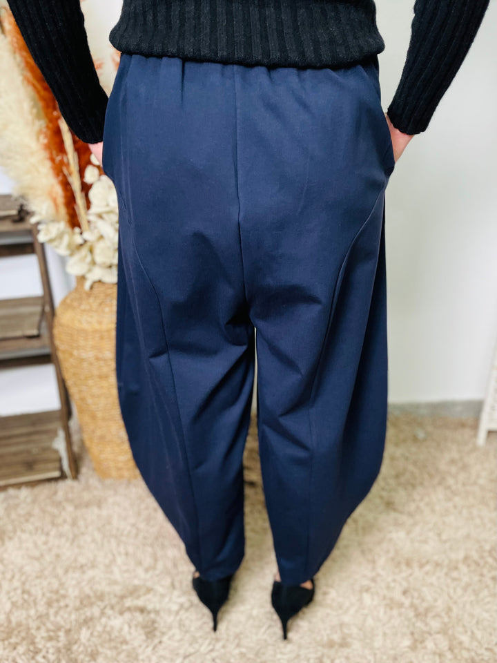 "AURA" Scuba Balloon Trousers-Navy