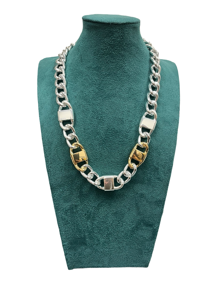 Silver & Gold Short Statement Necklace