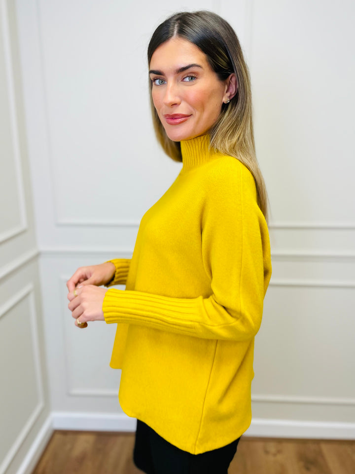 "AMANDA" Roll Neck Jumper-Mustard