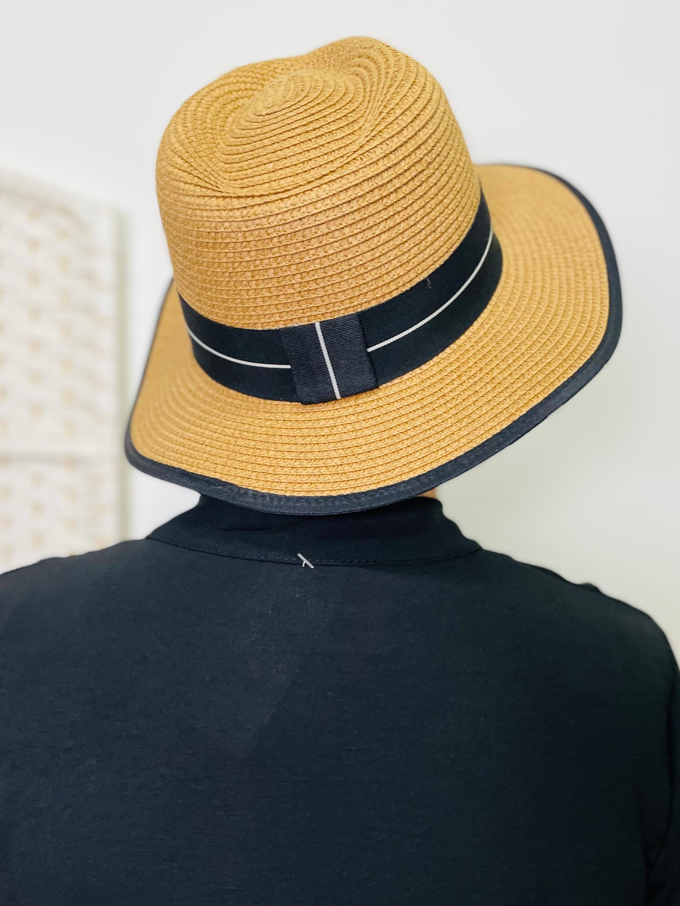 Panama Sun Hat-Camel & Black