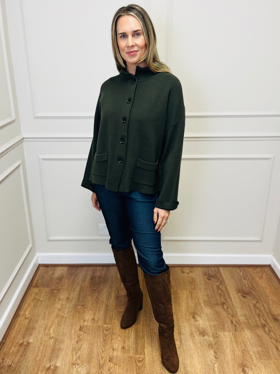 "BETTY" Soft Knit Jacket-Green