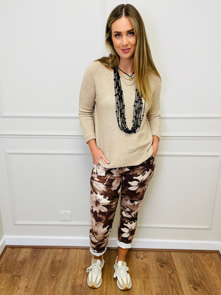 "MAGNOLIA" Fine Knit Jumper-Sand