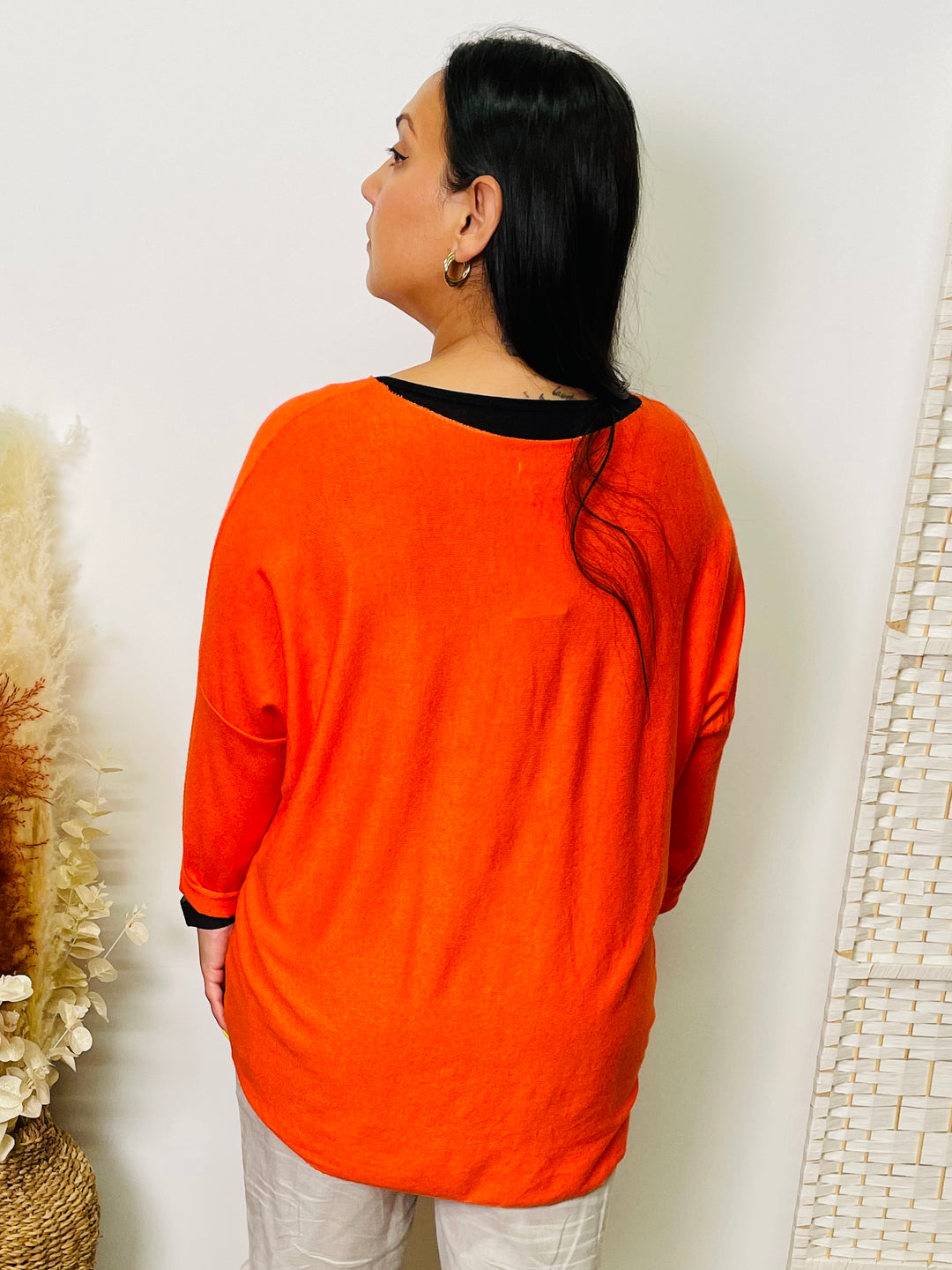 "ALEXA" Fine Knit Top-Orange