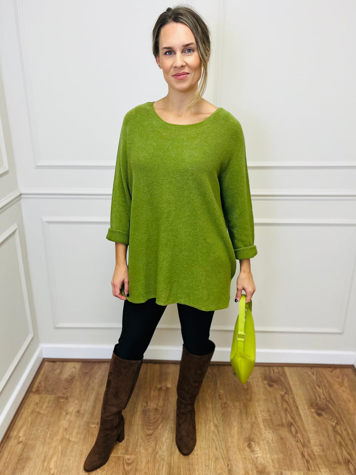 "GINNY" Basic Soft Jumper-Lime