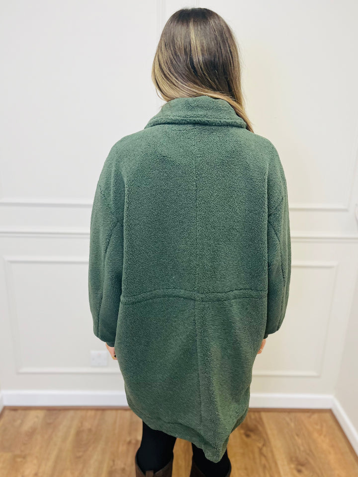 "TEDDY” Fleece Parka Jacket-Green