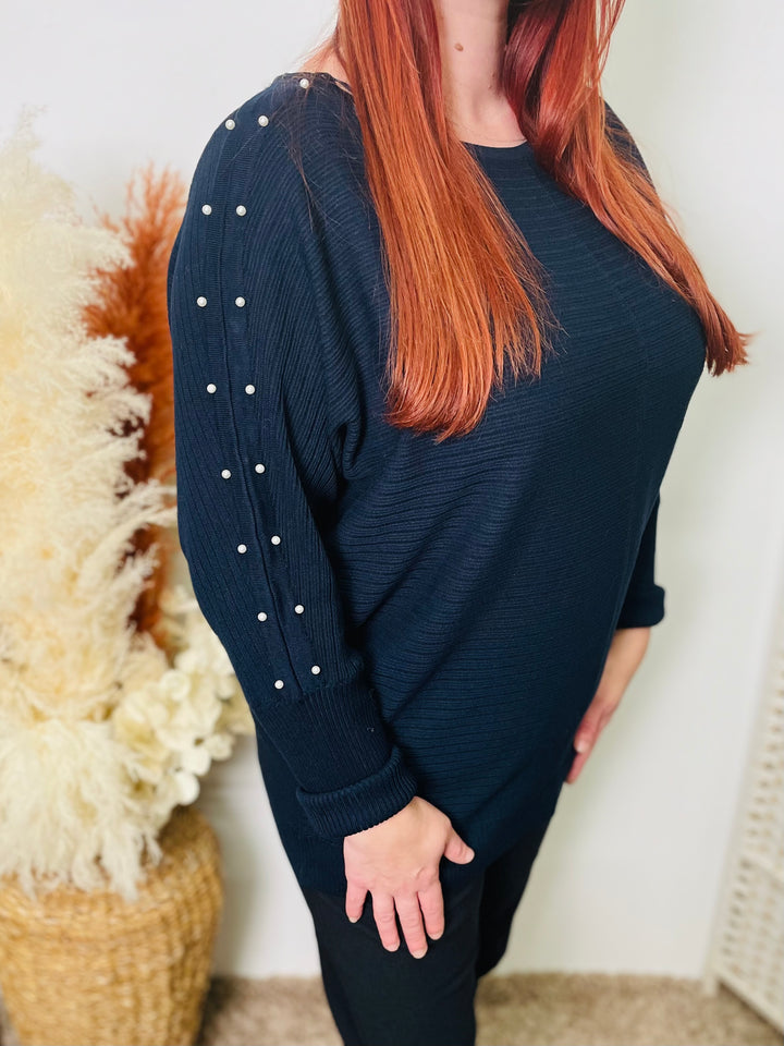 "MILA" Pearl Jumper-Navy