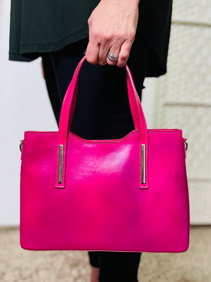 No.12 Leather Handbag-Cerise Pink