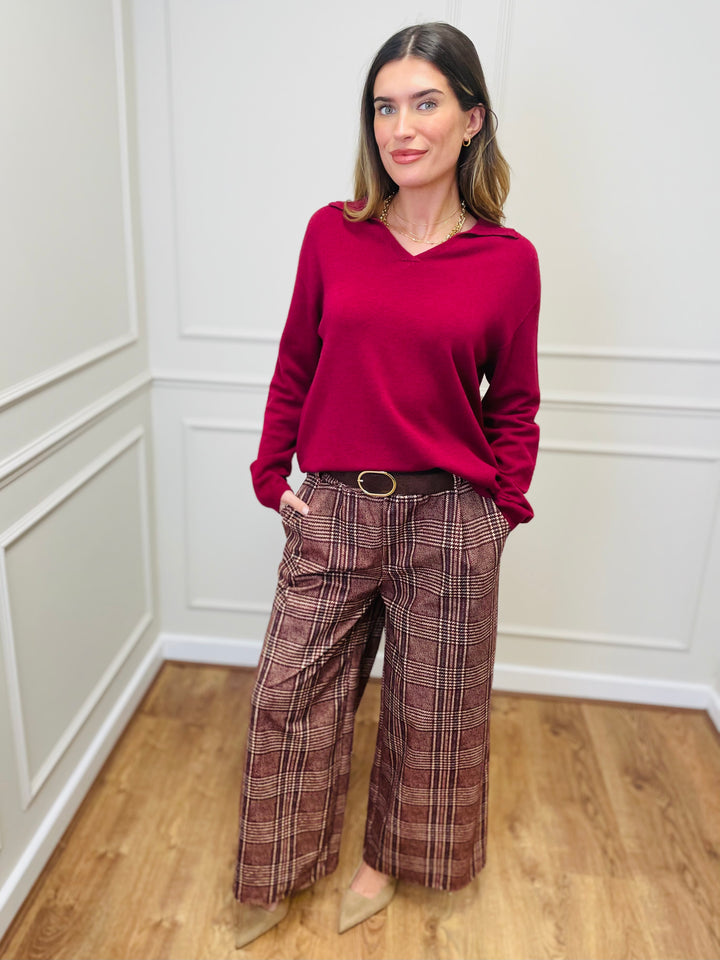 "NIKO" LUXURY Fine Knit Jumper-Burgundy