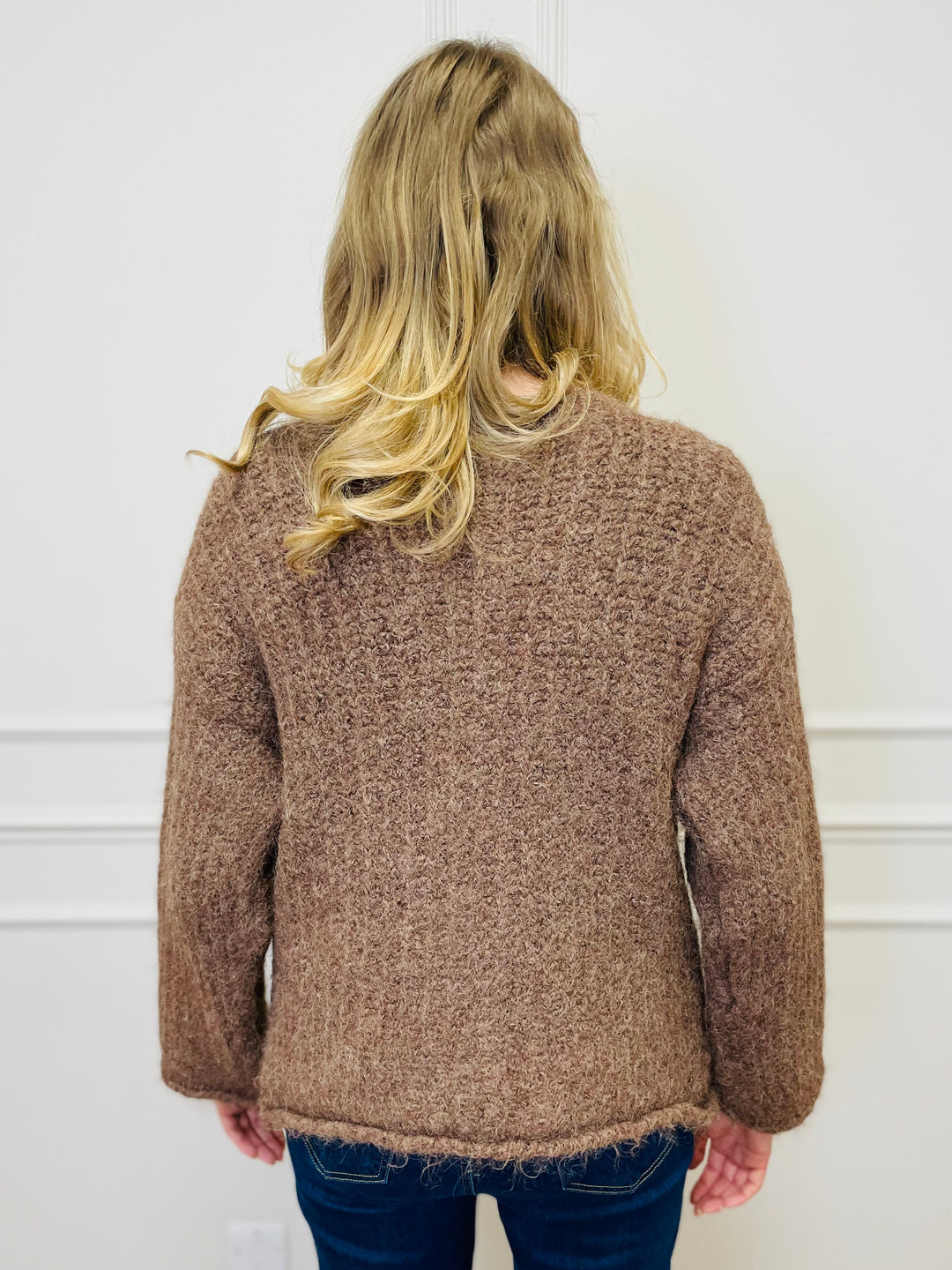 "KEILY” Chunky Knit Cardigan-Tan
