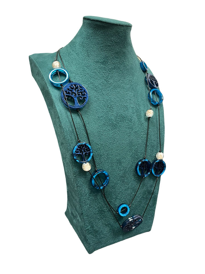 Blue & Black Short Statement Necklace