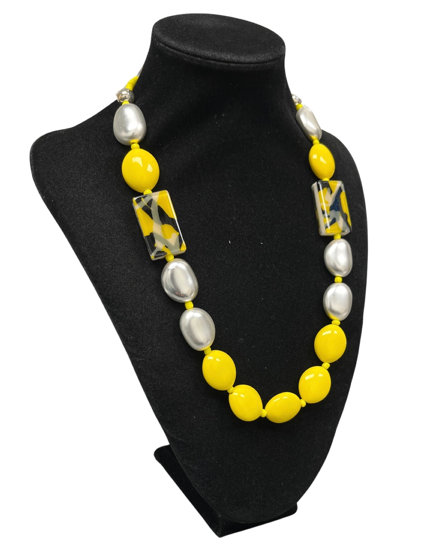 Yellow & Silver Short Statement Necklace