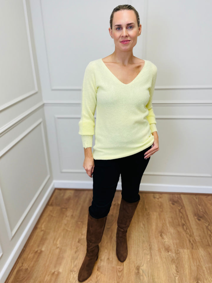 "SOPHIA" Fine Knit Jumper-Lemon