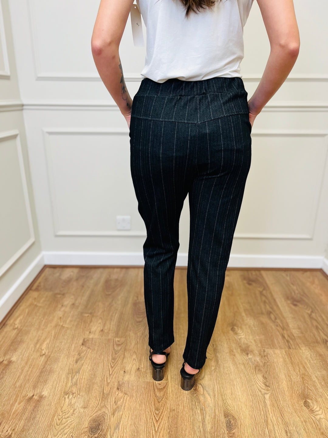 "MICHELLE" Pinstripe Trouser-Navy