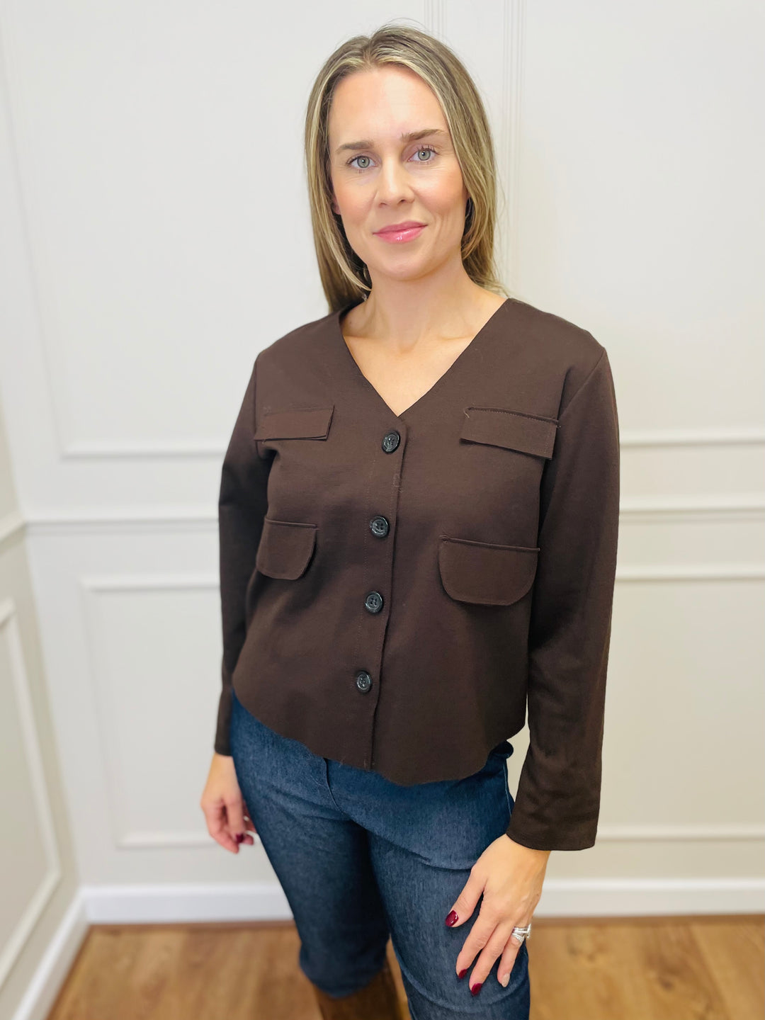 "PHILIPPA" Utility Blouse/Jacket-Brown