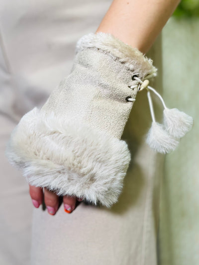 Cream Fingerless Gloves