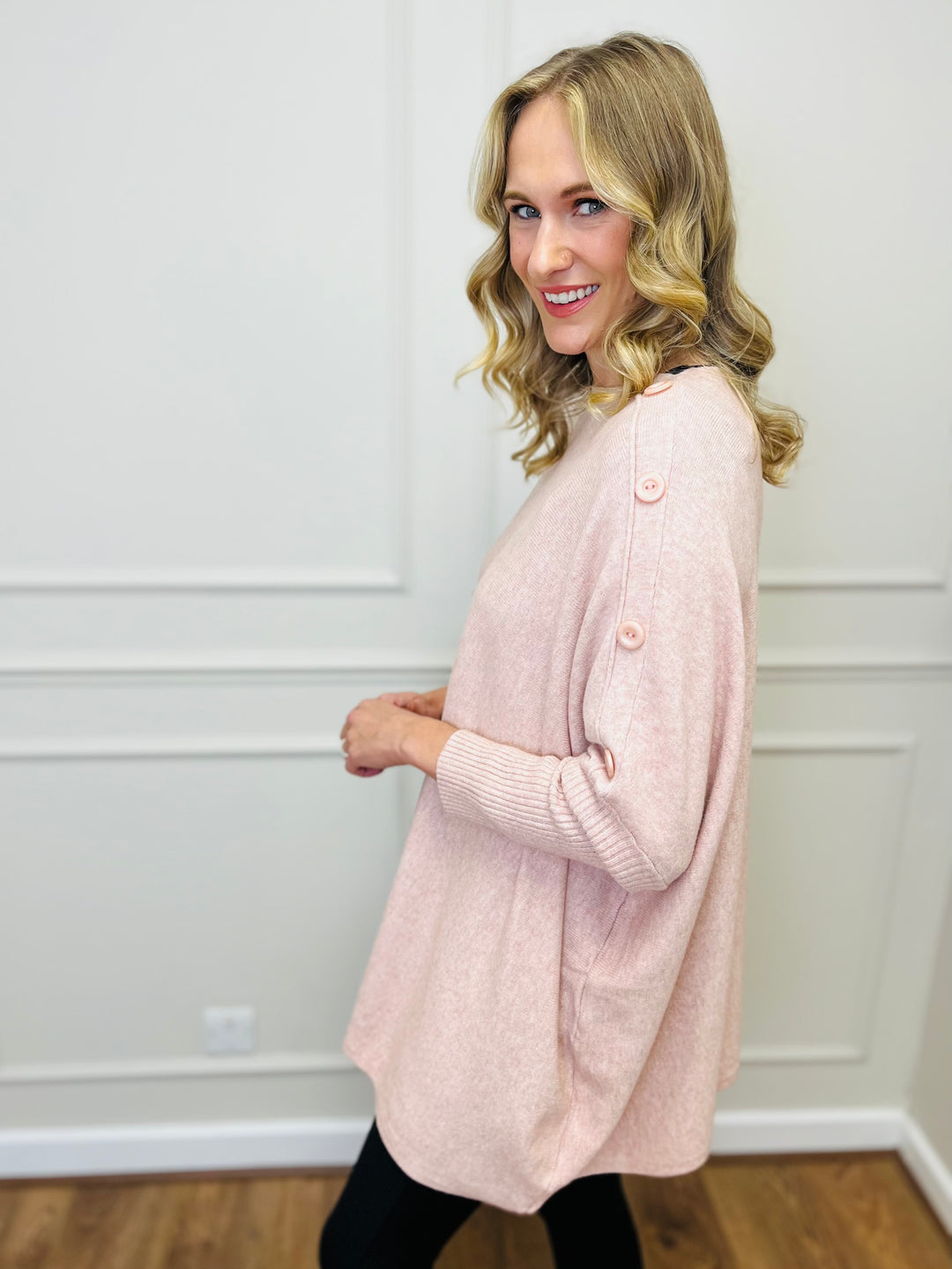 "BETTY" Button Jumper-Pink