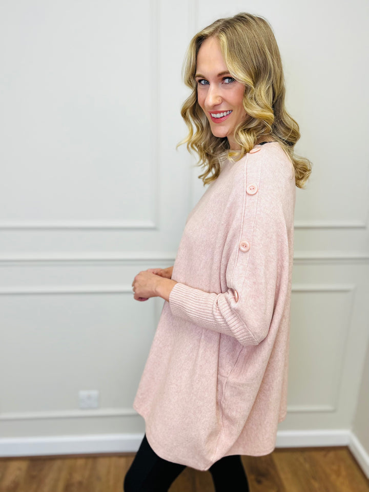 "BETTY" Button Jumper-Pink