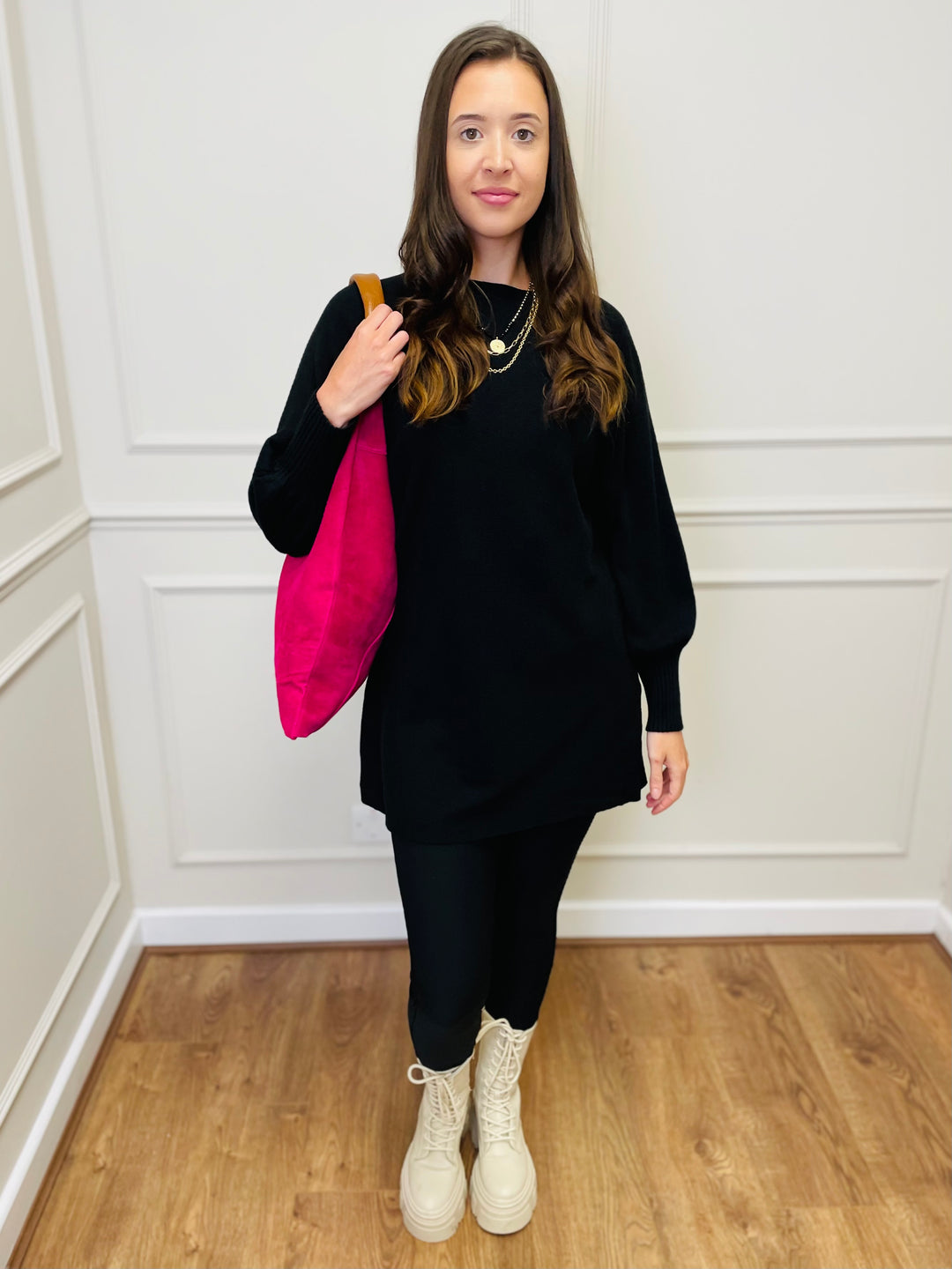 "EVELYN" Button Back Dress-Black