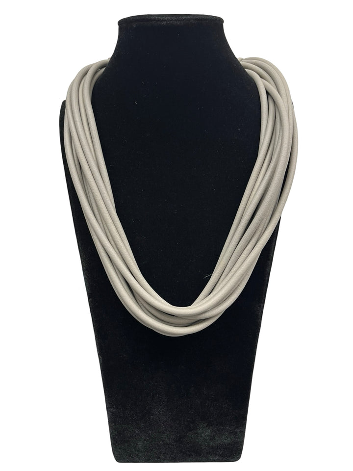 Rubber Statement Necklace-Silver