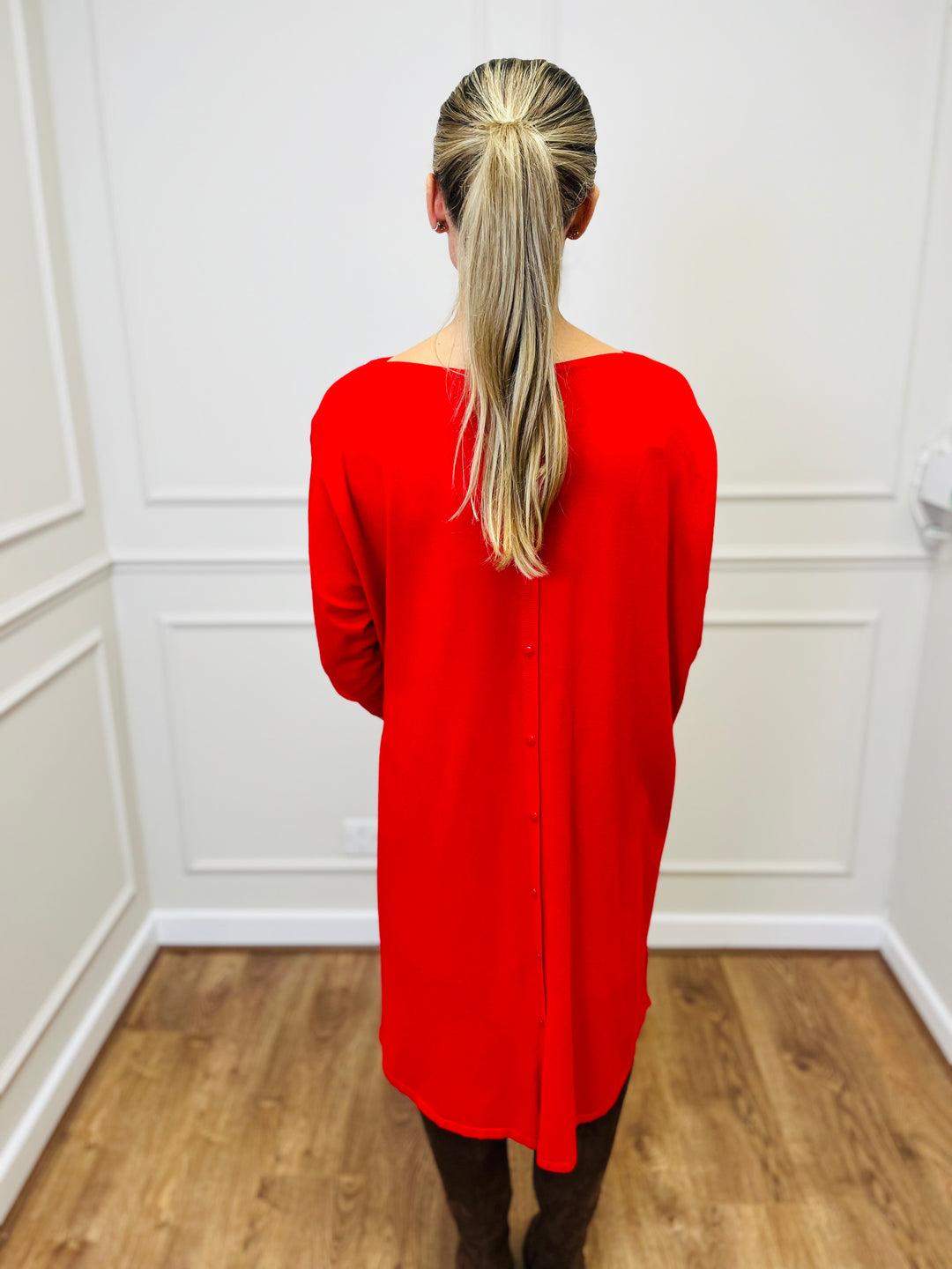 "RUBY" Fine Knit Dress-Red