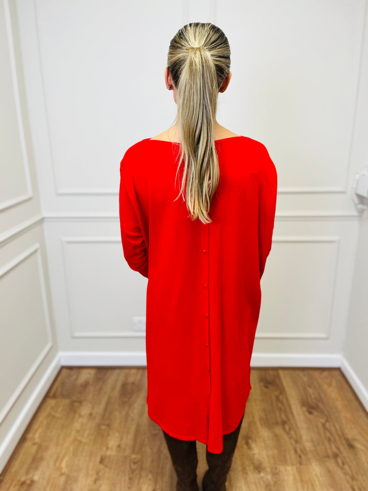 "RUBY" Fine Knit Dress-Red