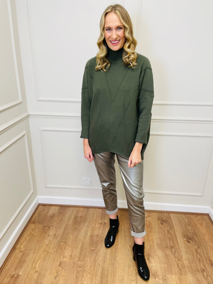 "BLAKE" Polo Neck Jumper-Green