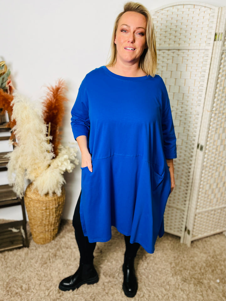 "JAY" Jersey Oversized Tunic-Royal Blue