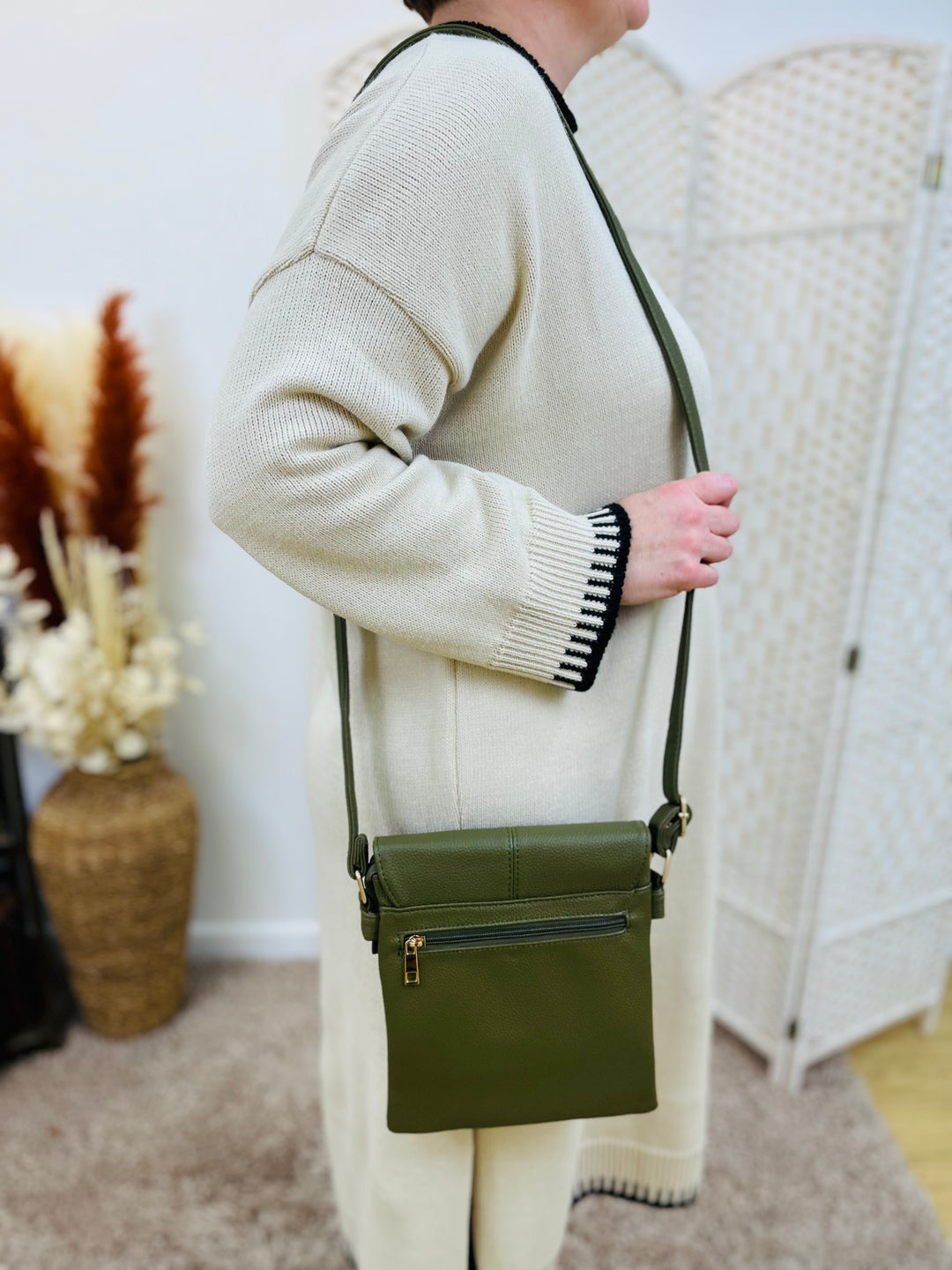 Small Crossbody Handbag-Olive Green