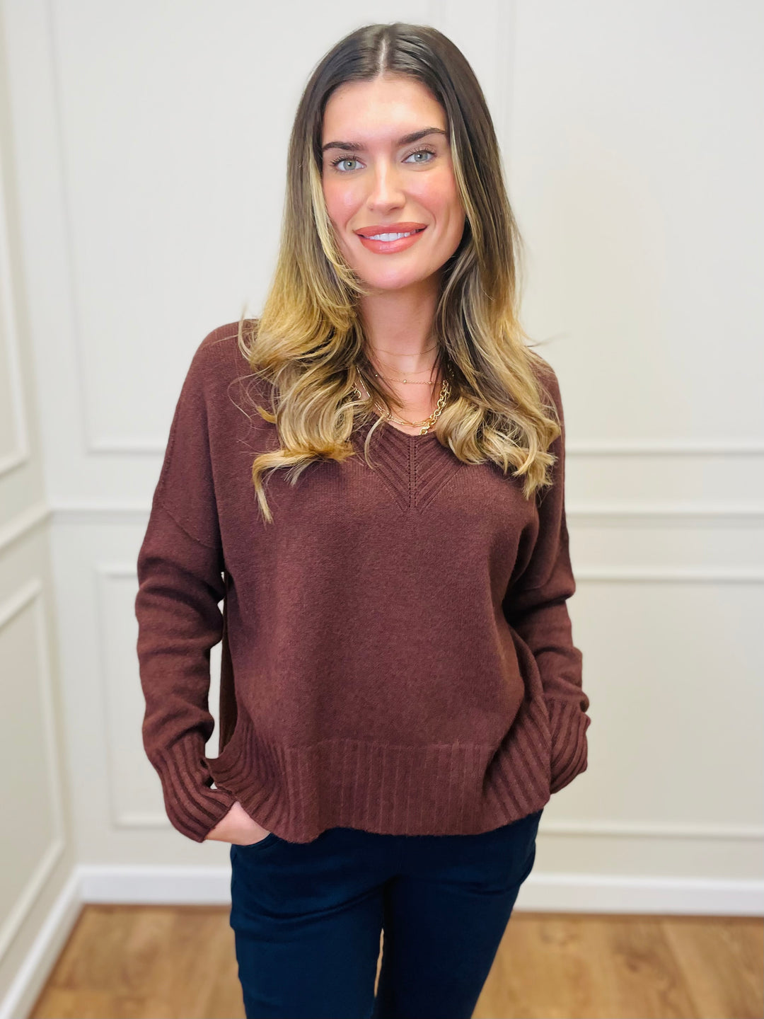 "KIKO" LUXURY Fine Knit Jumper-Brown