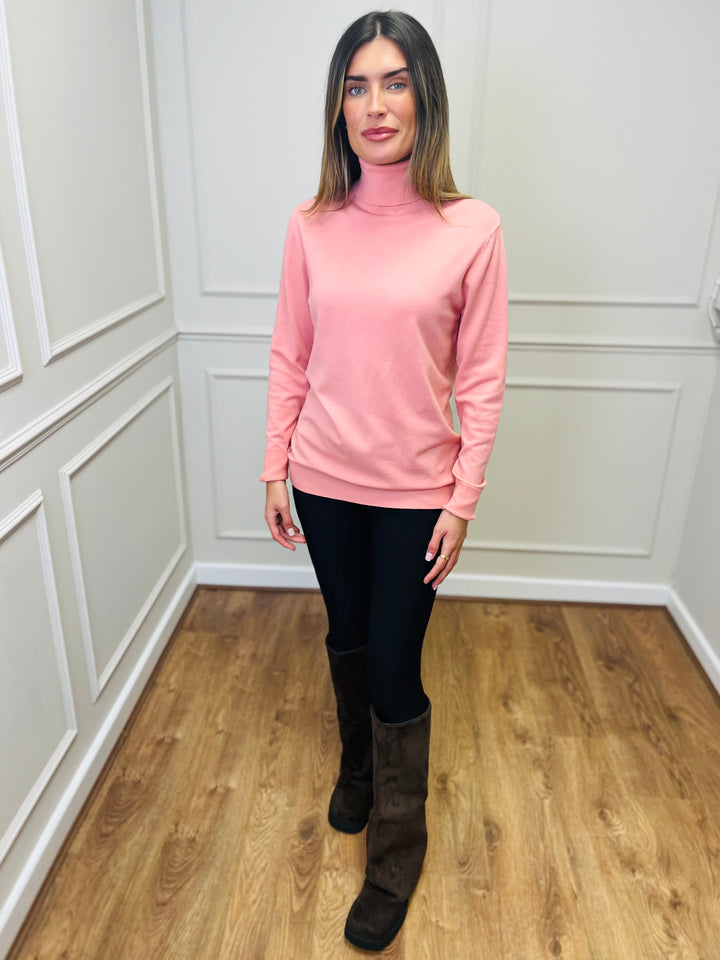 "ROBIN" Polo Neck-Pink