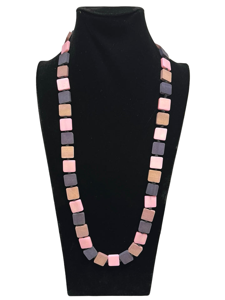 Long Statement Necklace-Pink