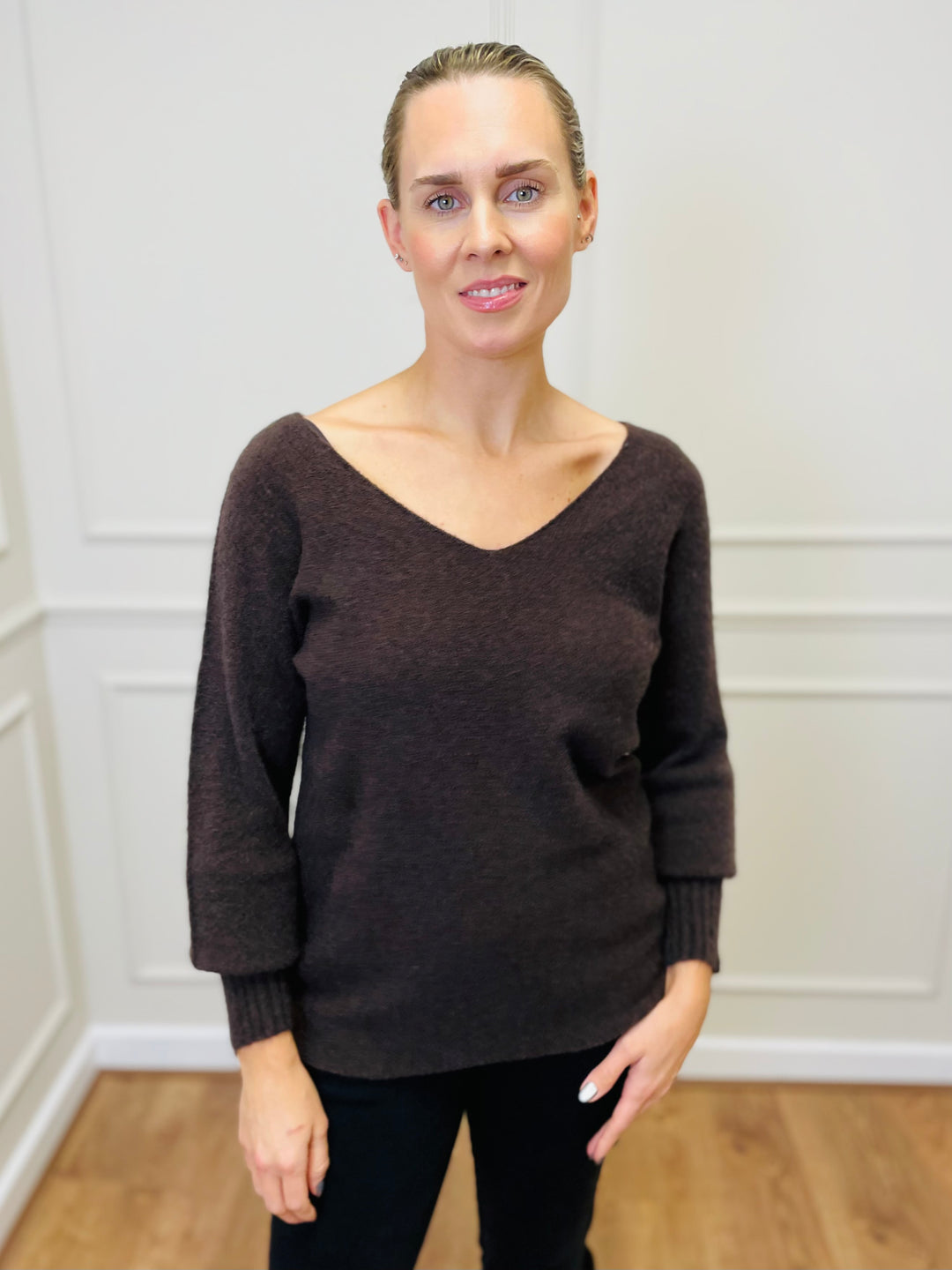 "SOPHIA" Fine Knit Jumper-Brown