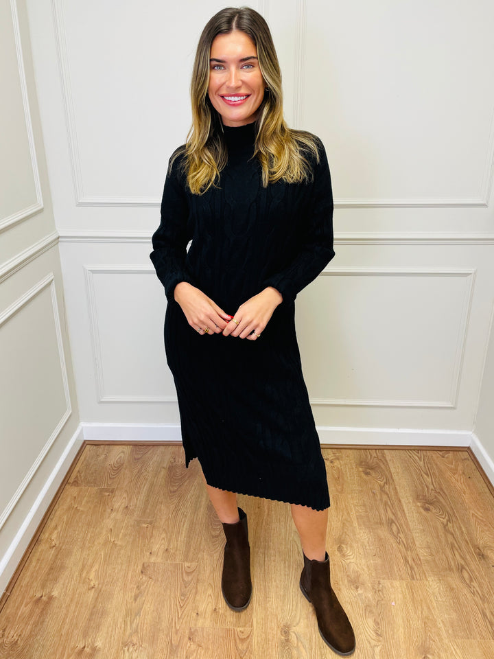 "ELY" Cable Knit Midi Dress