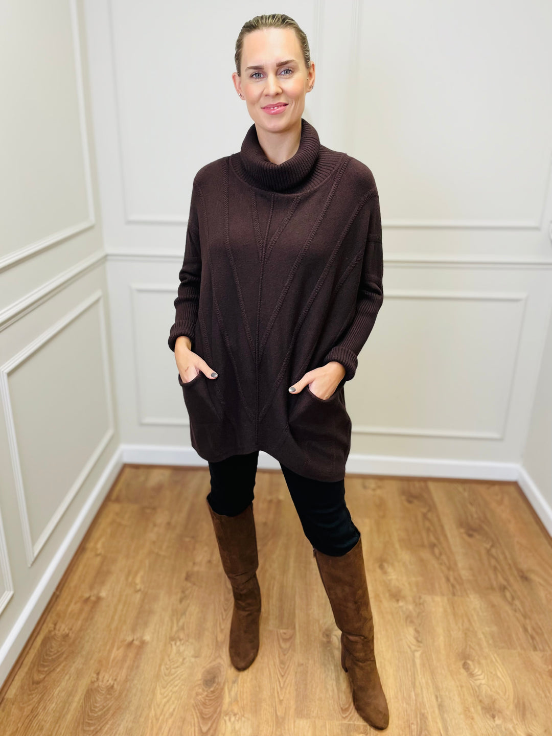 "GRACE" Knitted Jumper-Brown